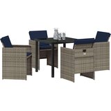  5-delni vrtni jedilni set z blazinami siva poli ratan, (22087869) | Shoptok.si
