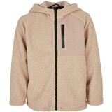 Urban Classics Kids boys hooded sherpa zip jacket darksand Cene