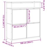 Ormarić za cipele s 4 klizna vrata Artisan hrast 100x34x112 cm | shoptok.hr