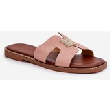 Boto Flat Slippers With Cutouts And Decoration Dirty Pink Bohalis | Shoptok.si