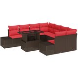 vidaXL Vrtna sedežna garnitura s shranjevanjem 9 pcs Rjava Poly ratan, (5000022131) Cene