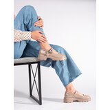 Shelvt Lacquered beige loafers with a thick sole | Eponuda.ba