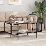  The Living Store Klubska mizica s črno stekleno površino 98,5x50x45 cm jeklo - Klubska Mizica, (21496587) | Shoptok.si