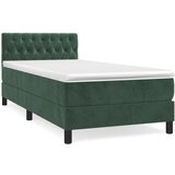 vidaXL Box spring postelja z vzmetnico temno zelena 90x200 cm žamet, (20899306) Cene