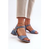 EVENTO Women's Sandals On Block Heel In Blue Faux Suede Leisha | Shoptok.si