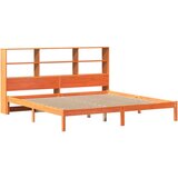 vidaXL Knjižna postelja brez vzmetnice vošč. rjava 200x200 cm borovina | Shoptok.si