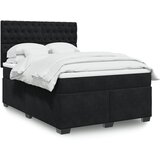 vidaXL Box spring postelja z vzmetnico črna 140x200 cm žamet | Shoptok.si
