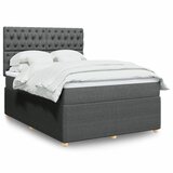 vidaXL Box spring postelja z vzmetnico temno siva 140x200 cm blago | Shoptok.si