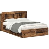  Okvir kreveta s pohranom s uzglavljem Staro drvo 140 x 190 cm | shoptok.hr