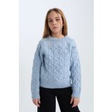 Defacto Girl's Standard Fit Crew Neck Hair Braided Sweater | ePonuda.com