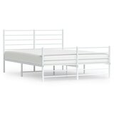 vidaXL Kovinski posteljni okvir z vzglavjem in vznožjem bel 120x200 cm | Shoptok.si