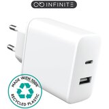 Estuff INFINITE polnilnik USB-C 20W, USB-A 12W bel, reciklirana plastika, (5000117612) Cene