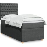 vidaXL Box spring postelja z vzmetnico temno siva 90x200 cm blago | Shoptok.si