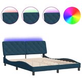 Okvir kreveta s LED-om bez madraca plavi 160 x 200 cm baršunasti | shoptok.hr
