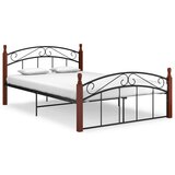 Furnova Posteljni okvir črna kovina in trdna hrastovina 140x200 cm, (21943640) | Shoptok.si