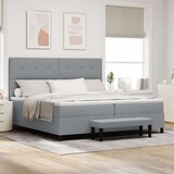 Box Spring Postelja z vzmetnico in klopjo svetlo siva 200x200 cm tkanina, (22080760) Cene