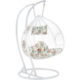 Kondela Viseči stol za dve osebi, bela/vzorec rož, DALVEA 2 NEW | Shoptok.si