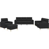 vidaXL 4-dijelni set sofa s jastucima crni od tkanine | shoptok.hr