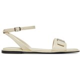 Calvin Klein Sandali Flat Sandal W/Ck Hw - Lth HW0HW02367 Écru Cene