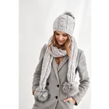 Fasardi Winter set: hat and scarf, light gray-pink