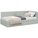 vidaXL Kotna postelja z vzglavjem Svetlo siva 90 x 200 cm Žamet | Shoptok.si