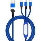 INF 5-v-1 pleten polnilni kabel z nočno lučko: USB/OTG/Type-C/iOS/Android Blue, (5000276483) | Shoptok.si