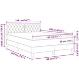 Box Spring Krevet s Madracem Tamno Siva 140x200 cm Baršun | shoptok.hr
