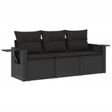 Maison Chic Seti vrtnega pohištva - Vrtna garnitura - Vrtni pohištvo set 3-delna z blazinami črn poli ratan, (21820488) | Shoptok.si