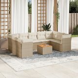 Maison Chic Seti vrtnega pohištva - Vrtna garnitura - Vrtni pohištvo set 10-delna z blazinami bež poli ratan, (21816540) | Shoptok.si