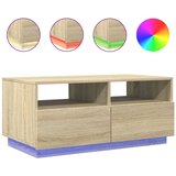 vidaXL Klubska mizica z LED lučkami sonoma hrast 90x49x40 cm | Shoptok.si