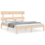  The Living Store Posteljni okvir z vzglavjem 160x200 cm trden les - Posteljni Okvir, (21454818) | Shoptok.si