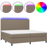 vidaXL Box spring postelja z vzmetnico LED taupe 200x200 cm blago, (20761252) Cene