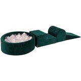 MeowBaby Foam Playground 3-delni komplet za igranje bazena s penasto žogo, 200 žog, žametno temno zelena: bela/prozorna, (21295013) | Shoptok.si