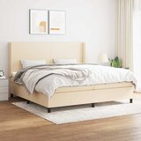  Krevet s oprugama i madracem krem 200 x 200 cm od tkanine | shoptok.hr