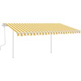 vidaXL tenda na ručno uvlačenje sa stupovima 4 x 3,5 m žuto-bijela | shoptok.hr