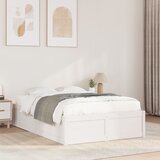 Maison Chic Posteljni okvir - Dvoposteljna postelja - Zakonska postelja brez vzmetnice bel 120x200 cm trdna borovina-J11177, (21776974) | Shoptok.si