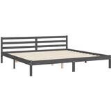 vidaXL Posteljni okvir z vzglavjem siv 200x200 cm trden les | Shoptok.si