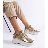 Gemre Caraballo women's gold sneakers with glitter inserts | Shoptok.si