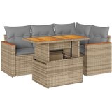 vidaXL 5-dijelni set vrtnih sofa s jastucima poliratan i bagrem bež | shoptok.hr