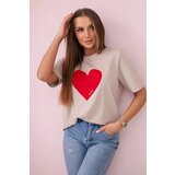 Kesi Cotton blouse with beige heart print | shoptok.hr