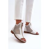 Zazoo White Leather Laced Sandals with Zip 977/L | Shoptok.si