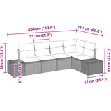  Sjedeća garnitura za vrt 5 kom. Crna poliratan 184 x 62 x 85 cm | shoptok.hr