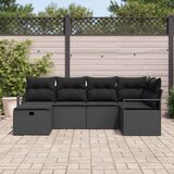 vidaXL Vrtna sedežna garnitura z blazino 6 pcs Črna poli ratan, (5000154625) | Shoptok.si
