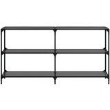 vidaXL Konzolna mizica s črno stekleno površino 158,5x30x81 cm jeklo | Shoptok.si
