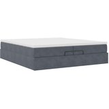 vidaXL Otomanski posteljni okvir z vzmetnicami siv 200x200cm žamet | Shoptok.si