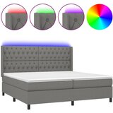  Krevet box spring s madracem LED tamnosivi 200x200 cm tkanina | shoptok.hr