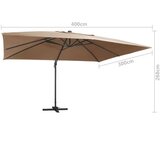 vidaXL konzolni suncobran s aluminijskom šipkom led 400x300 cm sivkasti | shoptok.hr