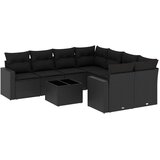  9-dijelni set vrtnih sofa s jastucima crni od poliratana | shoptok.hr