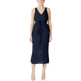 Vila Kratke obleke Viamalina V-Neck S/L Midi/Pb 14104109 Modra