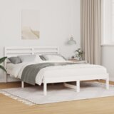 vidaXL Krevetna konstrukcija Bijelo 120 x 200 cm Čvrsta borova drva | shoptok.hr